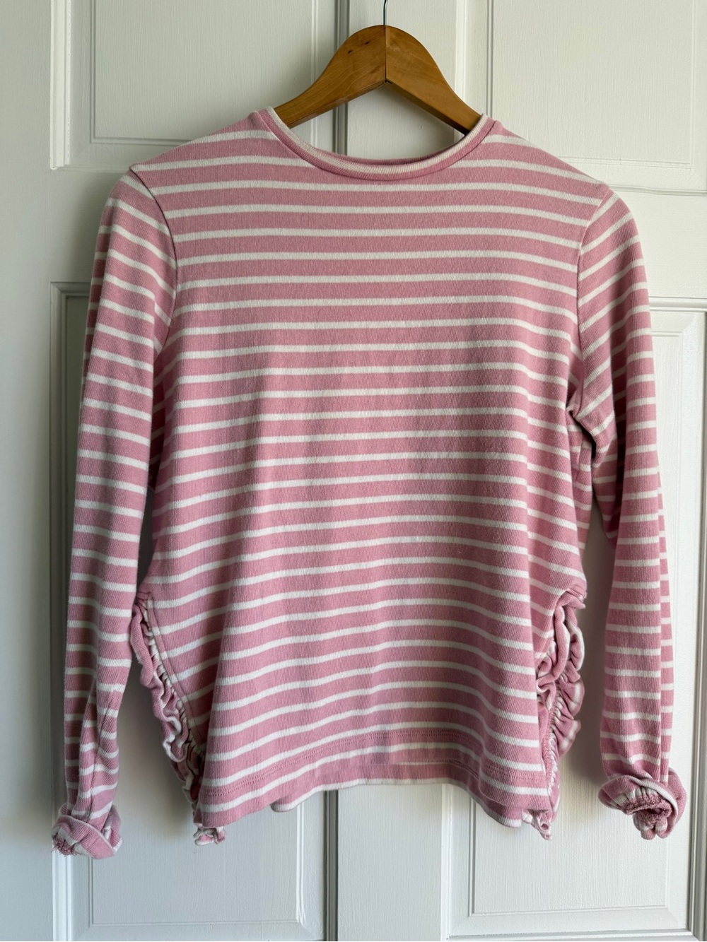 Boden Pink and White Striped Long Sleeve Top